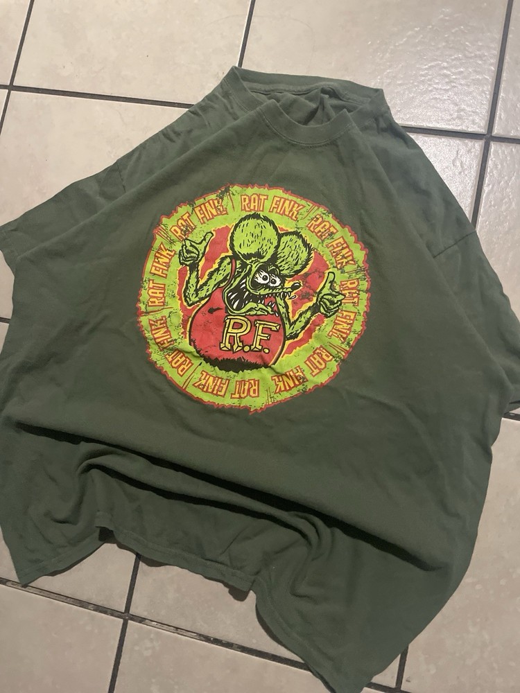 RAT FINK Hot Rod Culture Logo Y2K T-Shirt Size 2XL Big Daddy Ed Roth