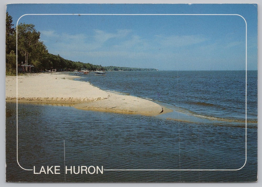 Lake Huron Michigan~Shoreline View~Continental Postcard