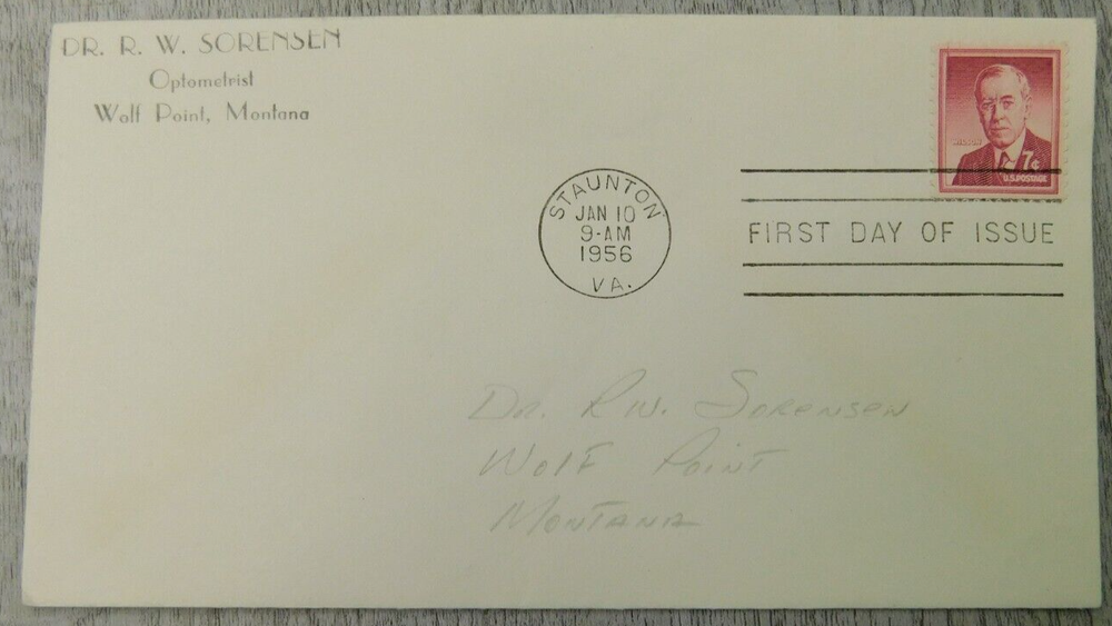 1st Day Issue Liberty Woodrow Wilson Staunton VA 1956 VTG Stamp Envelope Cover