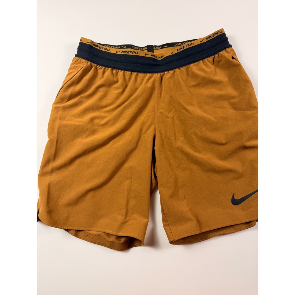 Nike Pro Dri-Fit Mens Training Shorts Brown Mesh Gym Workout Size Small