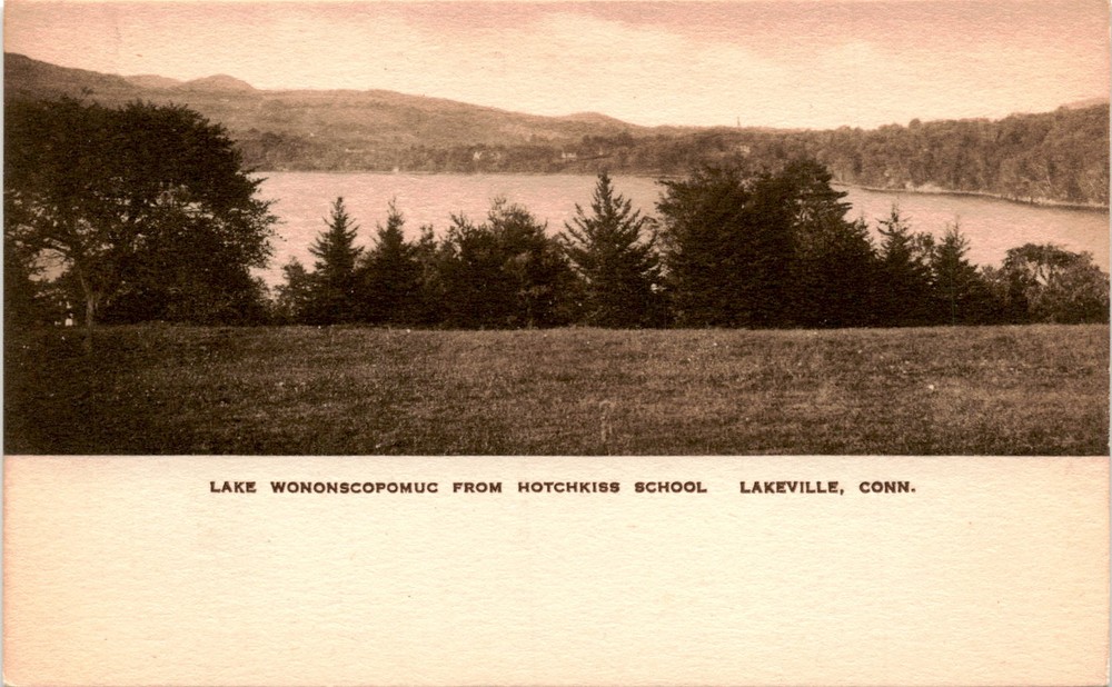 Lake Wononscopomuc, Hotchkiss School, Lakeville, Conn., Lakeville Postcard