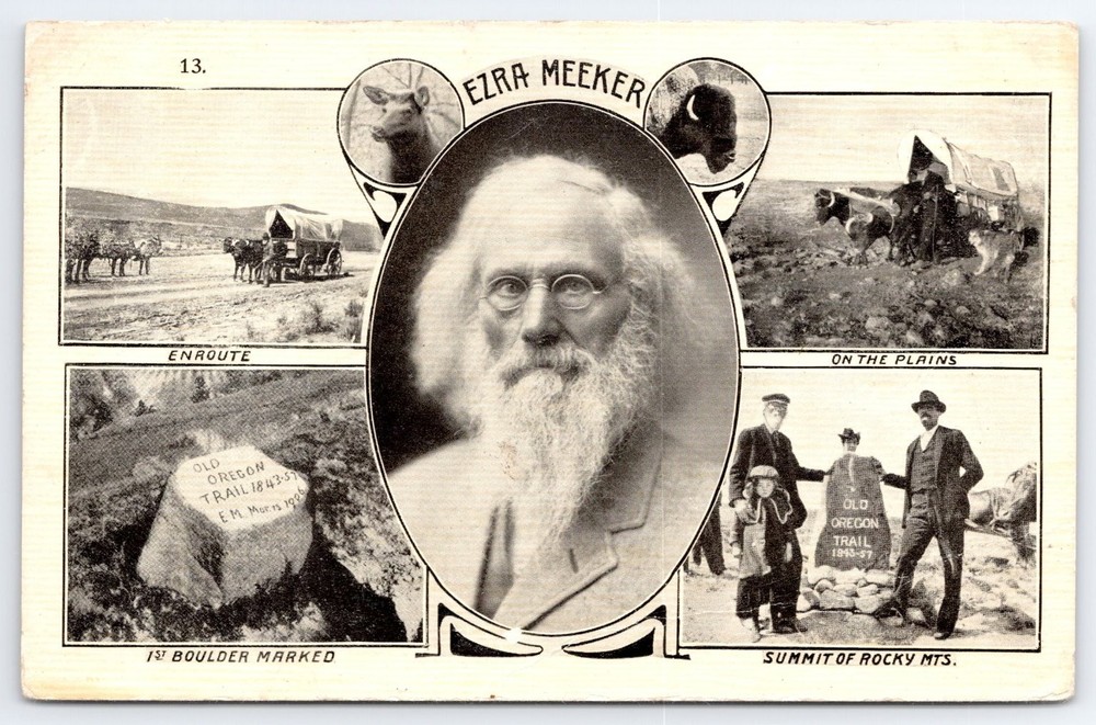 Vintage Ezra Meeker Oregon Trail Monument Expedition Postcard