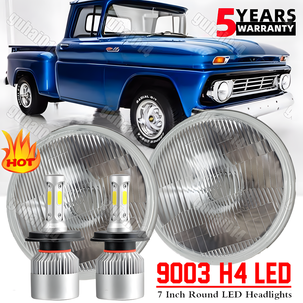 7 Inch Round LED Headlights with Halo DRL for Chevy C10 Camaro Pickup Truck