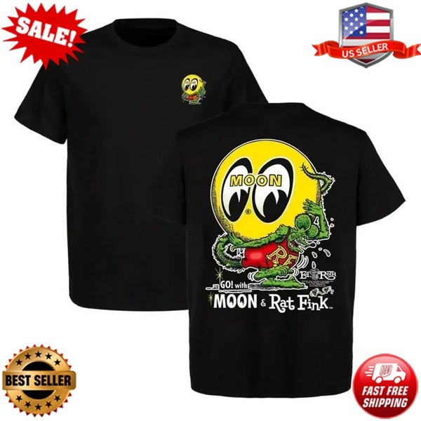 Rat Fink MOON Equipped T-Shirt, Iconic Hot Rod Graphic Tee T-Shirt (Up to 5XL)
