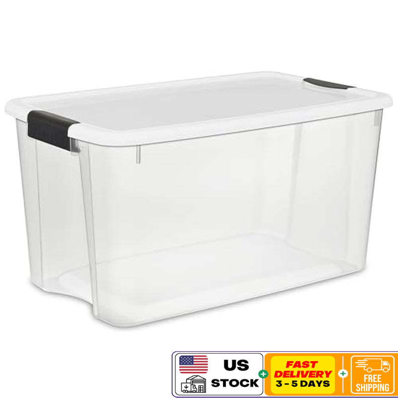 70 Quart Clear Heavy Duty Stackable Storage Bins with Lids 4-Pack