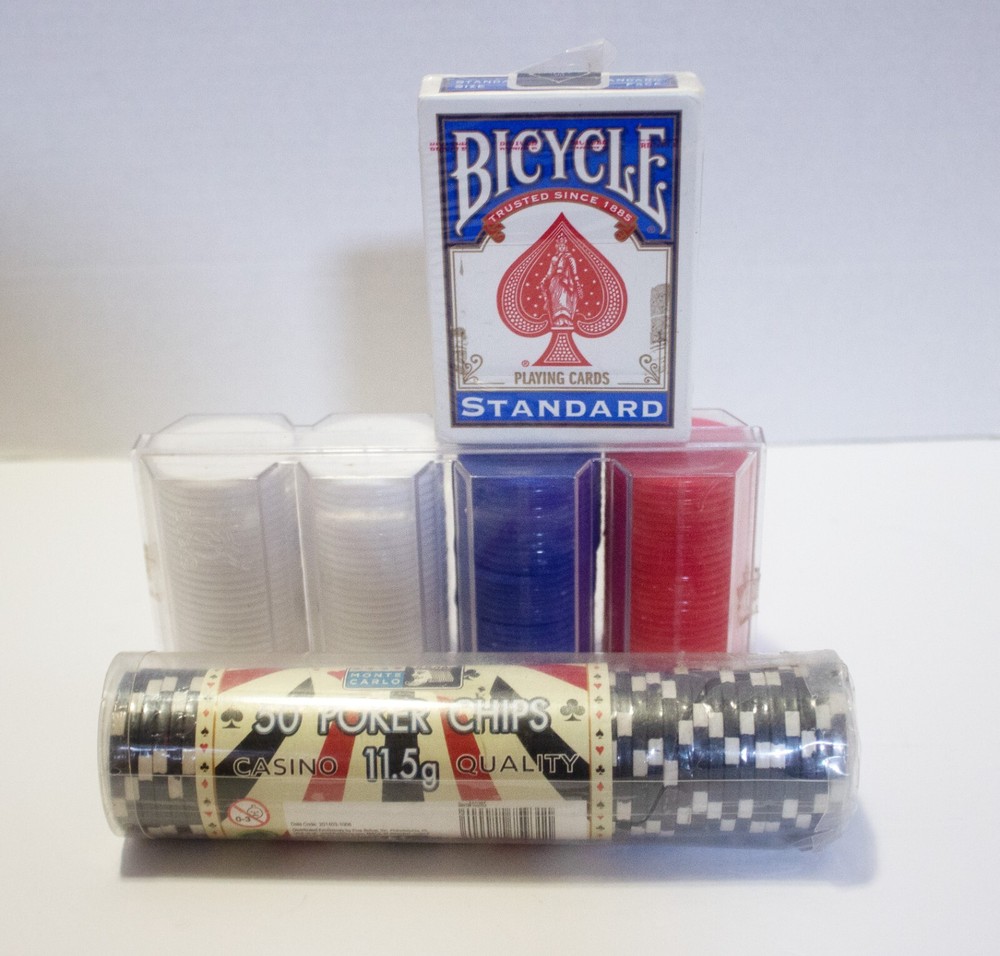 Poker Chips Deck of Bicycle Cards Monte Carlo Casino Quality Chips Bundle
