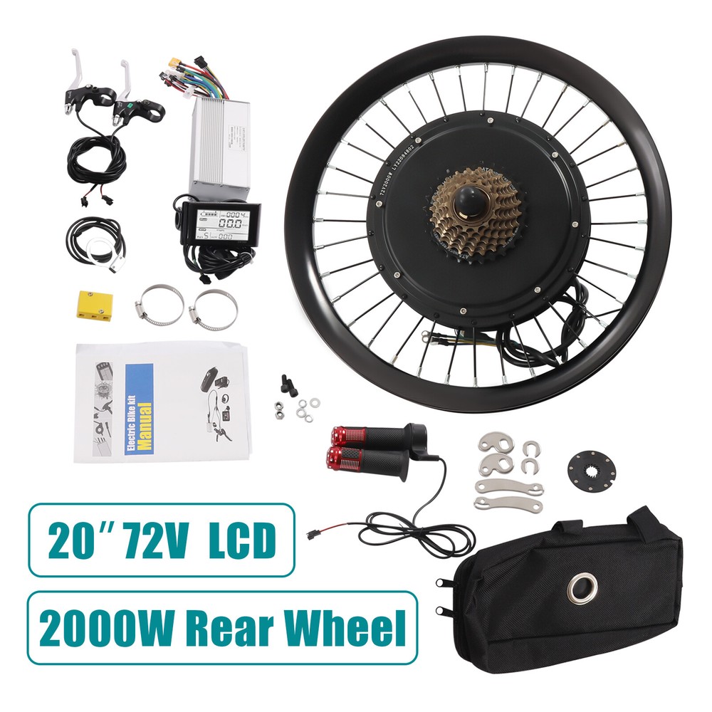 20 Inch Electric Bicycle Rear Wheel Hub Motor E-Bike Conversion Kit 72V 2000W