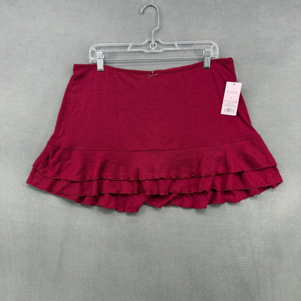 Wild Fable Skirt Womens Large Burgundy Pointelle Ruffle Skort Mini New