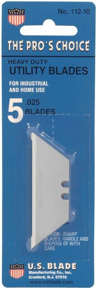 Heavy Duty U.S. Blade 75 Two Notch Utility Blades 112-10 Pack