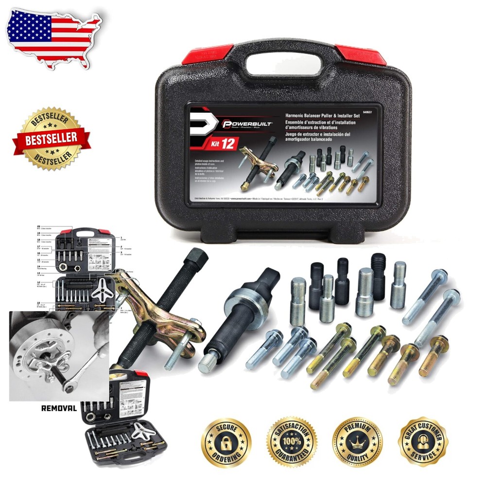 Durable 4-Piece Harmonic Balancer Tool Set with Storage Case for Cars & Trucks