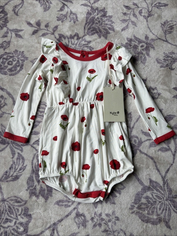 NWT Kyte Baby Poppies Bubble Romper 12-18 months