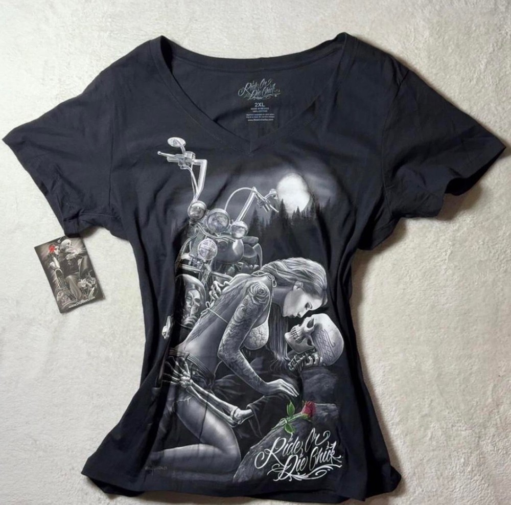 Y2K Ride Or Die Women’s Black Graphic T Shirt 2XL