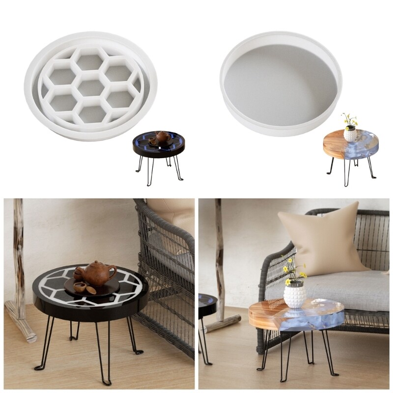Flexible silicone epoxy mold for large round tabletops customizable designs  