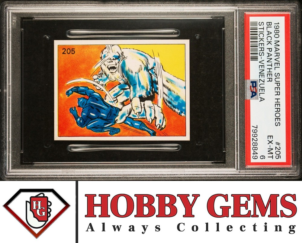 BLACK PANTHER PSA 6 1980 Marvel Super Heroes Sticker Venezuela #205 C1