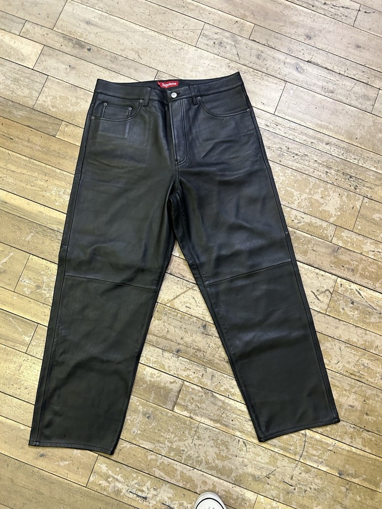 Size 34 - Supreme leather chino work pants Black