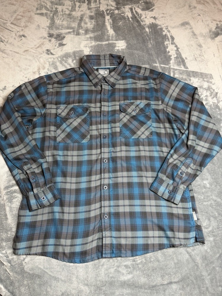 Mountain Hardwear Shirt Men's XL Blue Plaid Flannel Outdoor Workwear