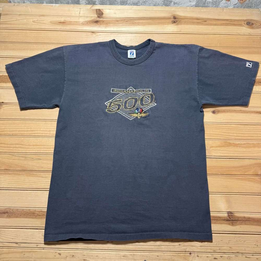 Vintage 90s Indianapolis 500 Embroidered Single Stitch T-Shirt USA Made Size XL