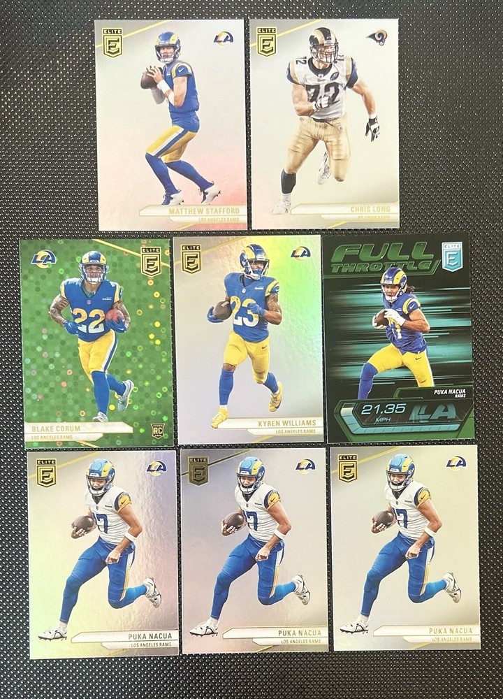2024 Panini Donruss Elite Football 8 Card Rams Lot - Corum Green Disco RC & More