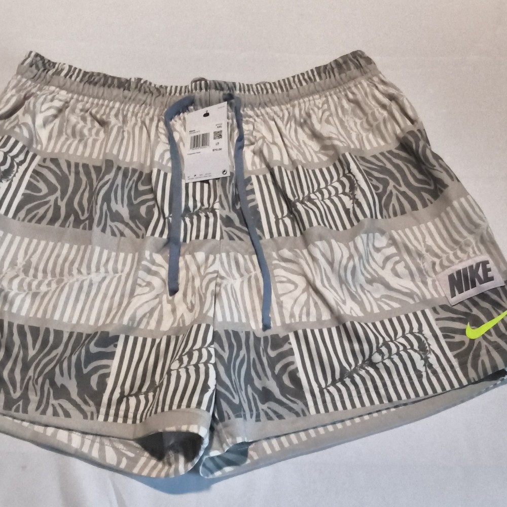 Nike Men's Athletic Shorts Gray/White XXL Animal Print Drawstring Polyester