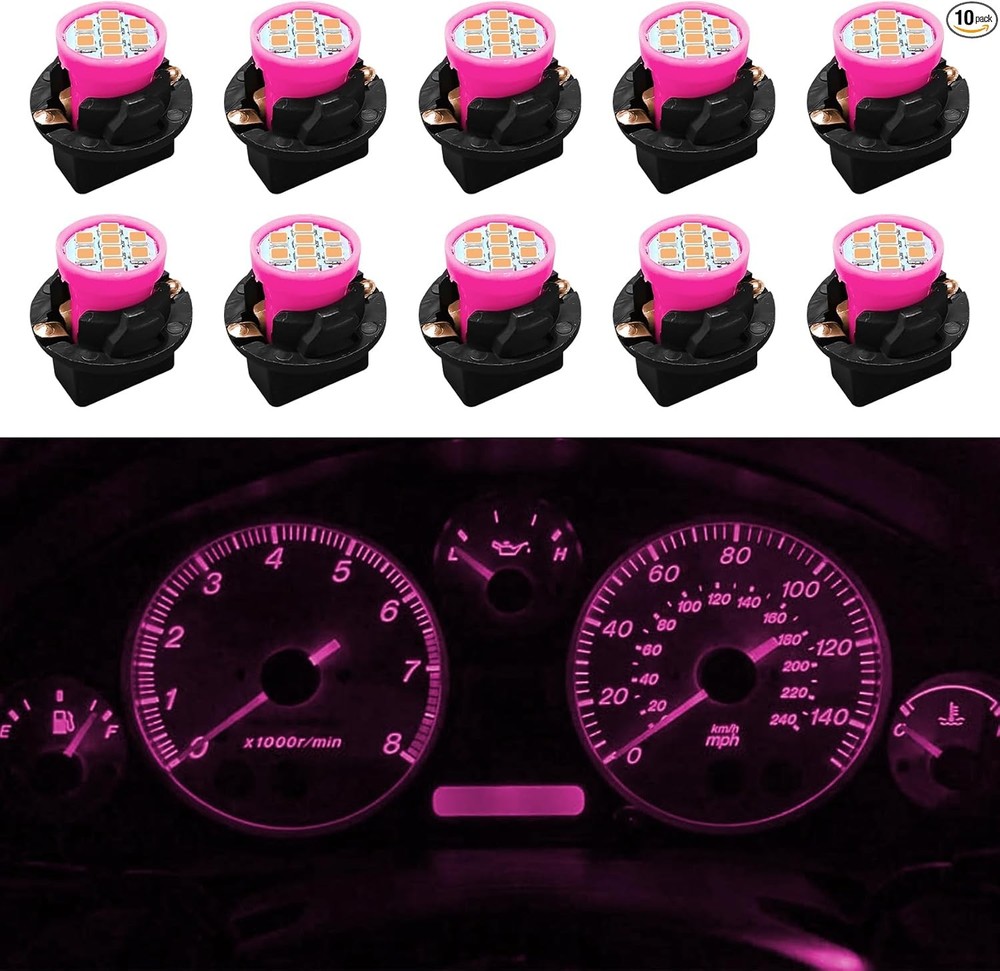 10PCS 194 168 LED Dash Instrument Panel Light Bulbs with Twist Loc Color: Pink
