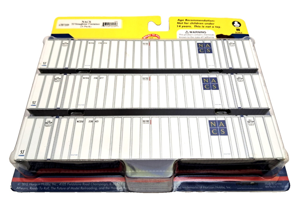 Athearn ATH72539 HO 53' Stoughton Smoothside Container NACS 3-Pack New Sealed