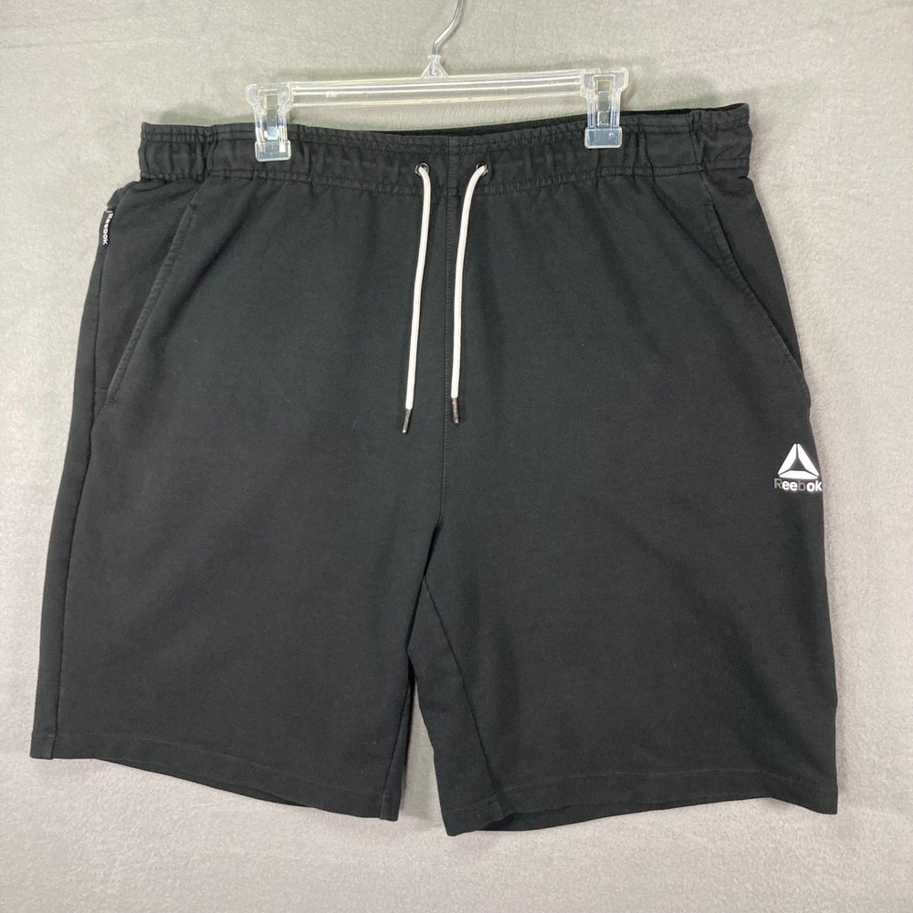 Reebok Mens Athletic Shorts XL Black Training Gym Workout Drawstring