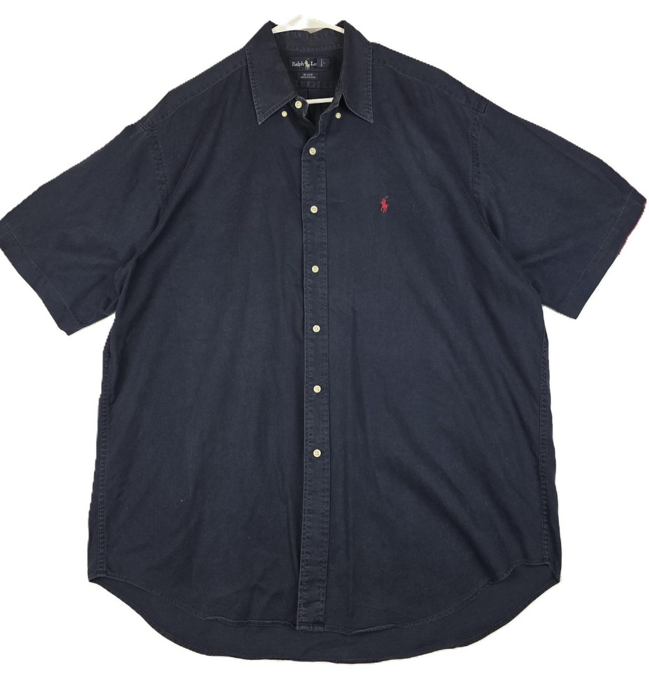 Ralph Lauren Blake Mens 2XL Navy Blue Short Sleeve Button Down Shirt