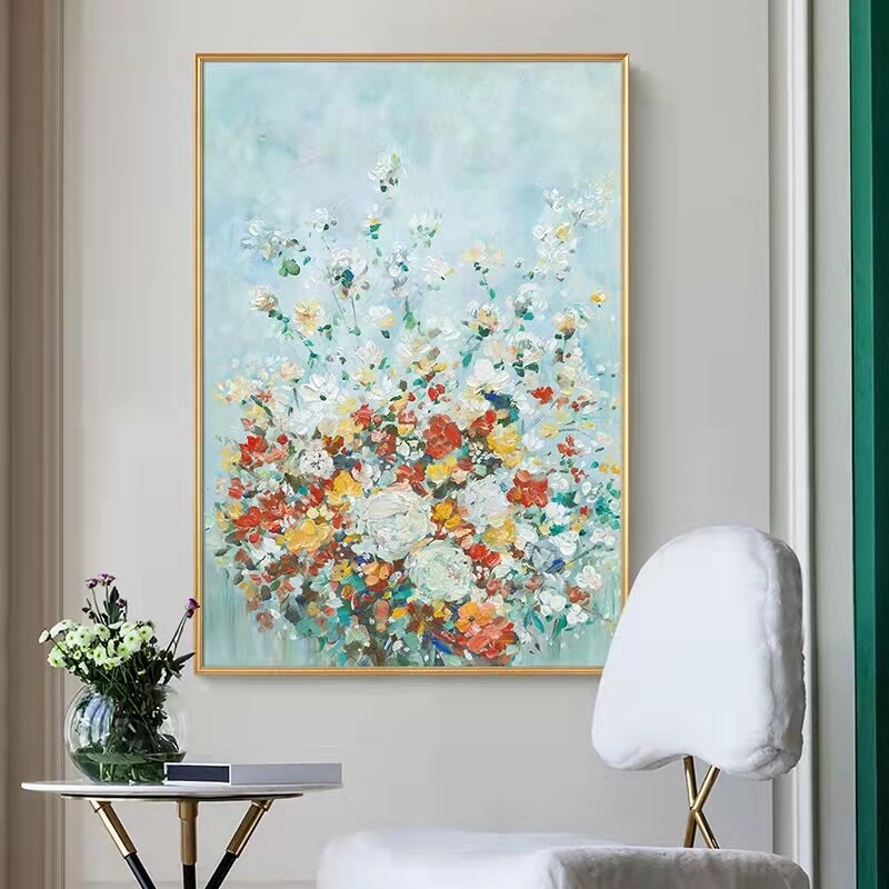 Hand painted Oil Painting Abstract Flower Painting Decor Painting Living Room