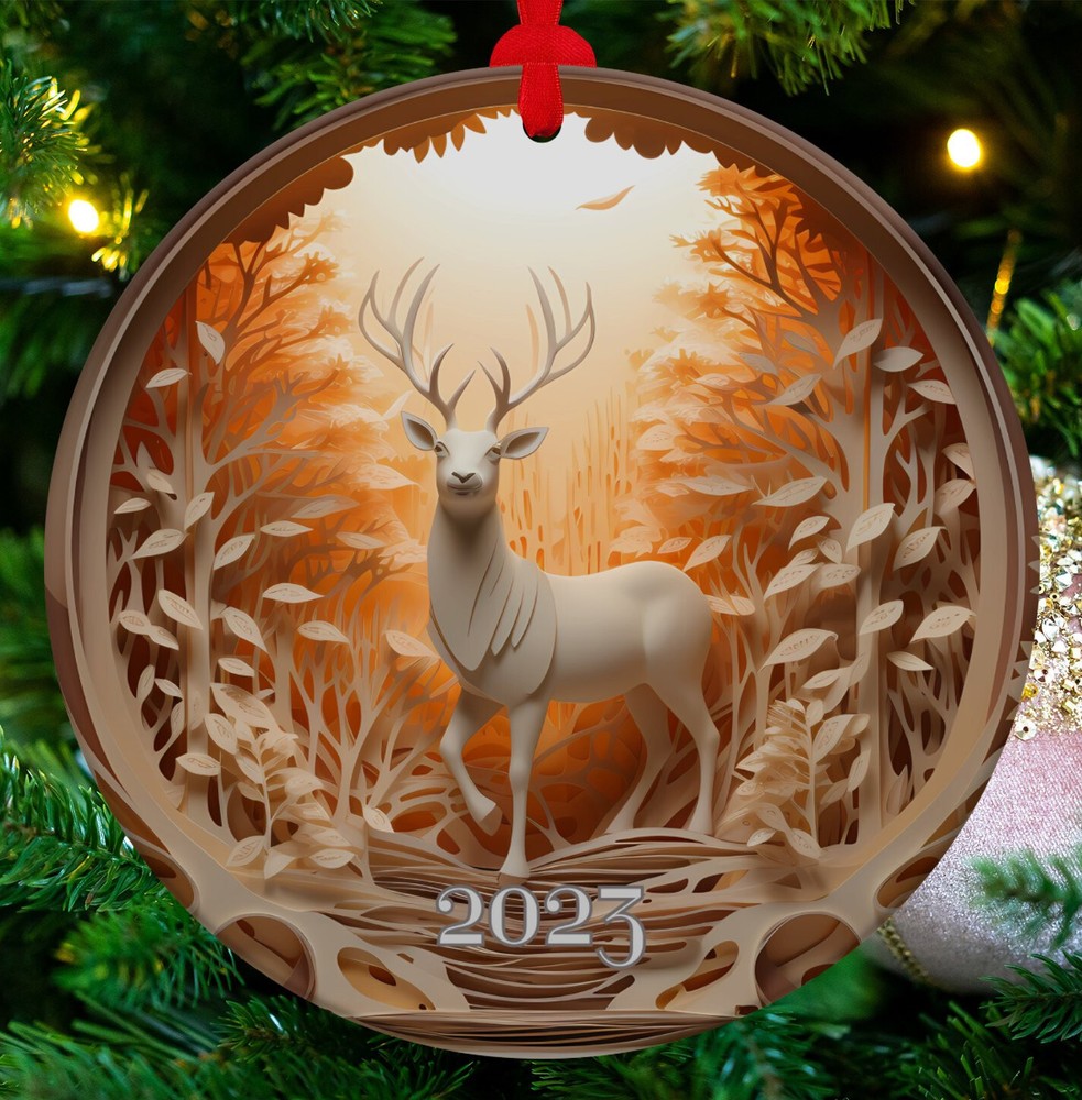 Ceramic Deer Ornament Reindeer Ornament Christmas Decoration Holiday Gift Idea