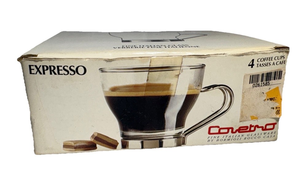 Set Of 4 Covetro Fine Italian Glassware Expresso Cups - New In Box