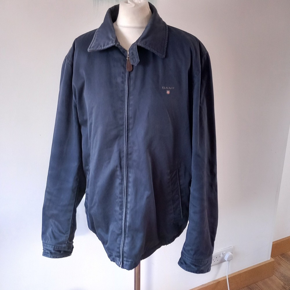 GANT Faded Blue Harrington Bomber Jacket with Check Lining Size L