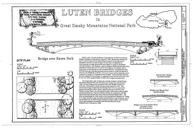 Great Smoky Mountains National Park 1930s Luten Bridges Site Plans Elevations