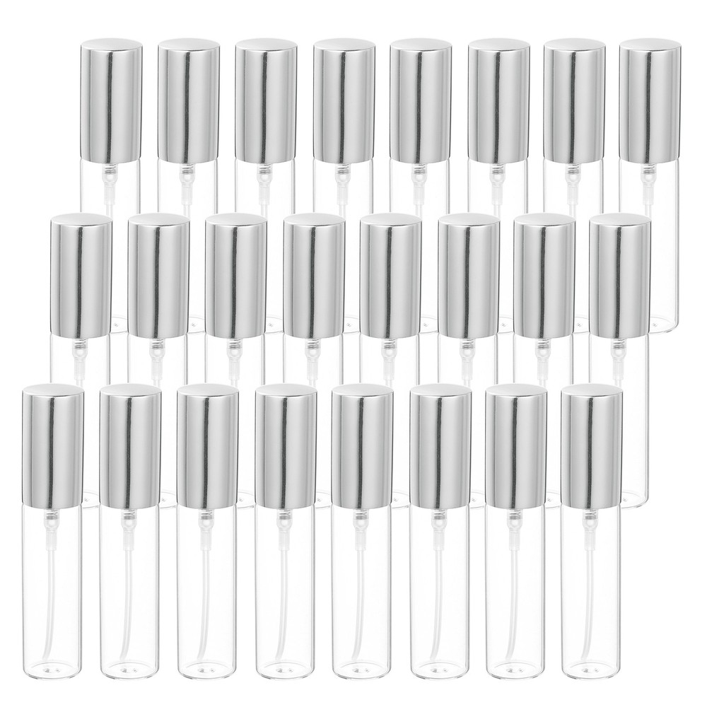 25 Pcs 7ml Fine Mist Bottles Refillable Empty Mini Spray Bottles (Clear/Silver)