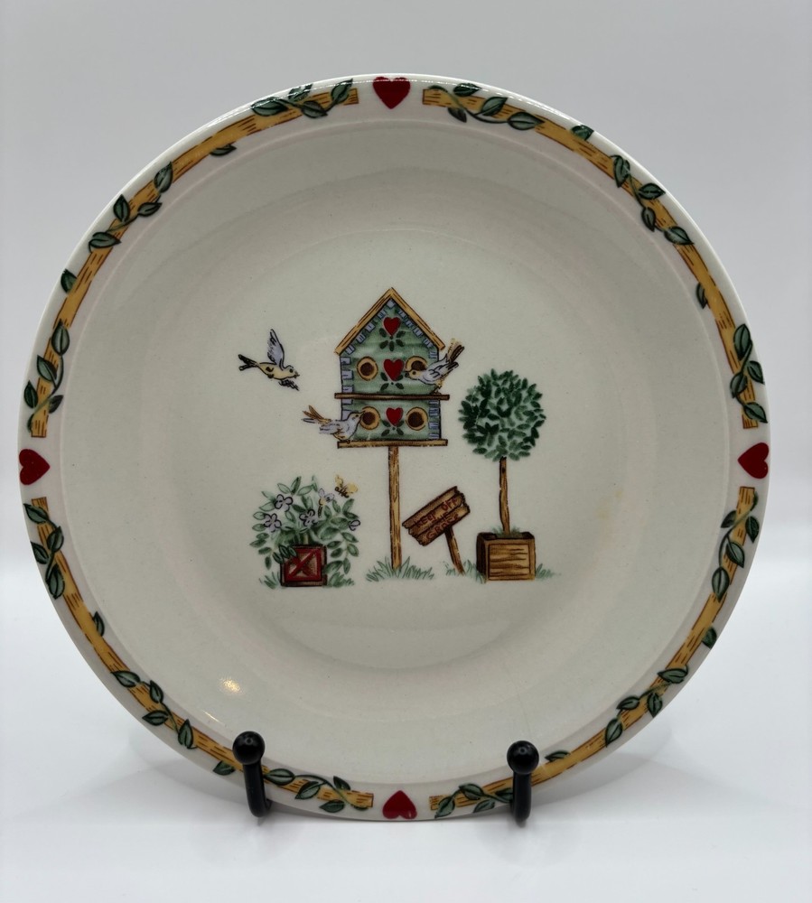 Thomson Pottery Birdhouse Dessert Plates 7 3/4” Salad Plates Set of 7 Cottage