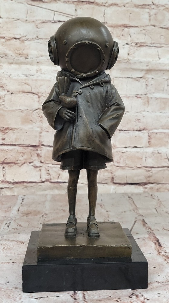 Handcrafted Banksy Deep Sea Diver Girl Bronze Sculpture Collector Edition