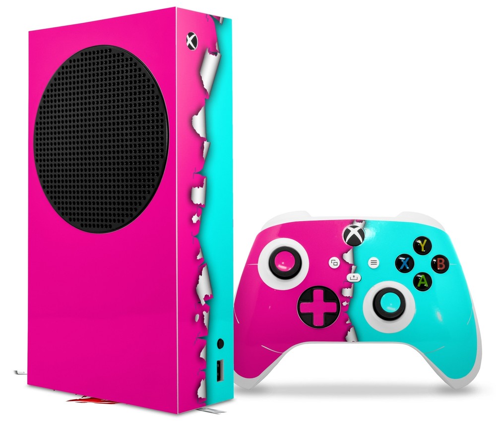 Skins XBOX Series S Console Controller Ripped Colors Hot Pink Neon Teal