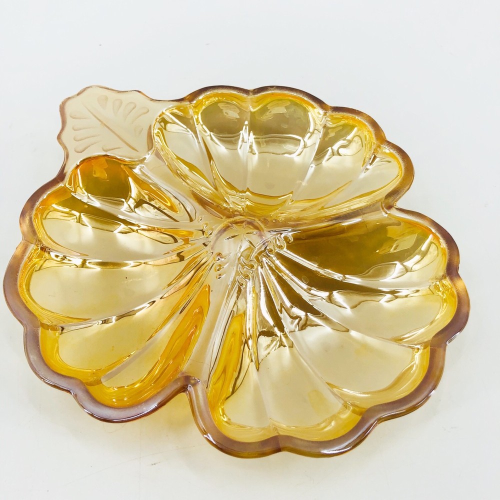 Vintage Jeanette Carnival Glass Divided 3 Section Candy Nut Relish Serving Tray