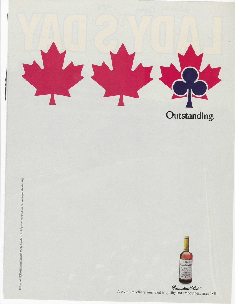 Outstanding  Canadian Club Original Print Ad