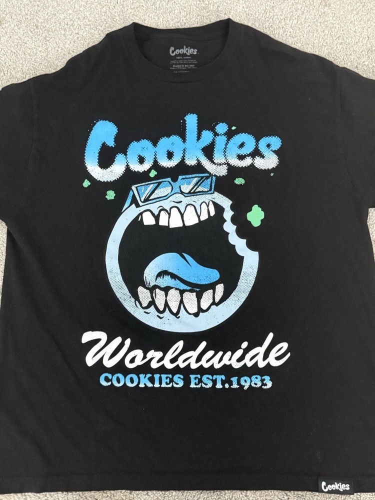 Cookies Worldwide Graphic Black Cotton Crew Neck Short Sleeve Men's T-Shirt