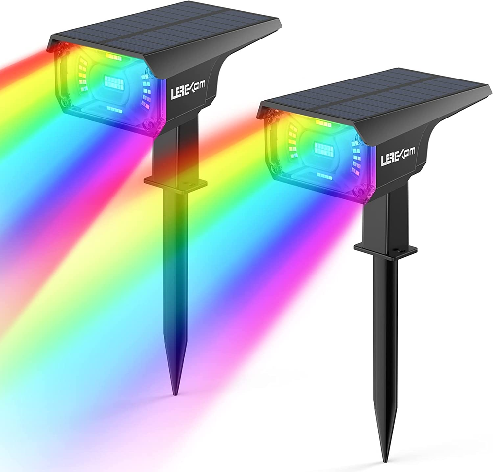 Solar Spotlights Outdoor,40 Leds Color Changing RGB Landscape Path Lights,Usb &
