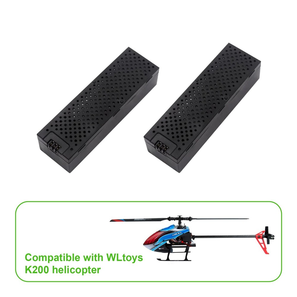 2 Pcs 7.4V 600mAh Li-Po Battery, Compatible with WLtoys K200 RC Helicopter