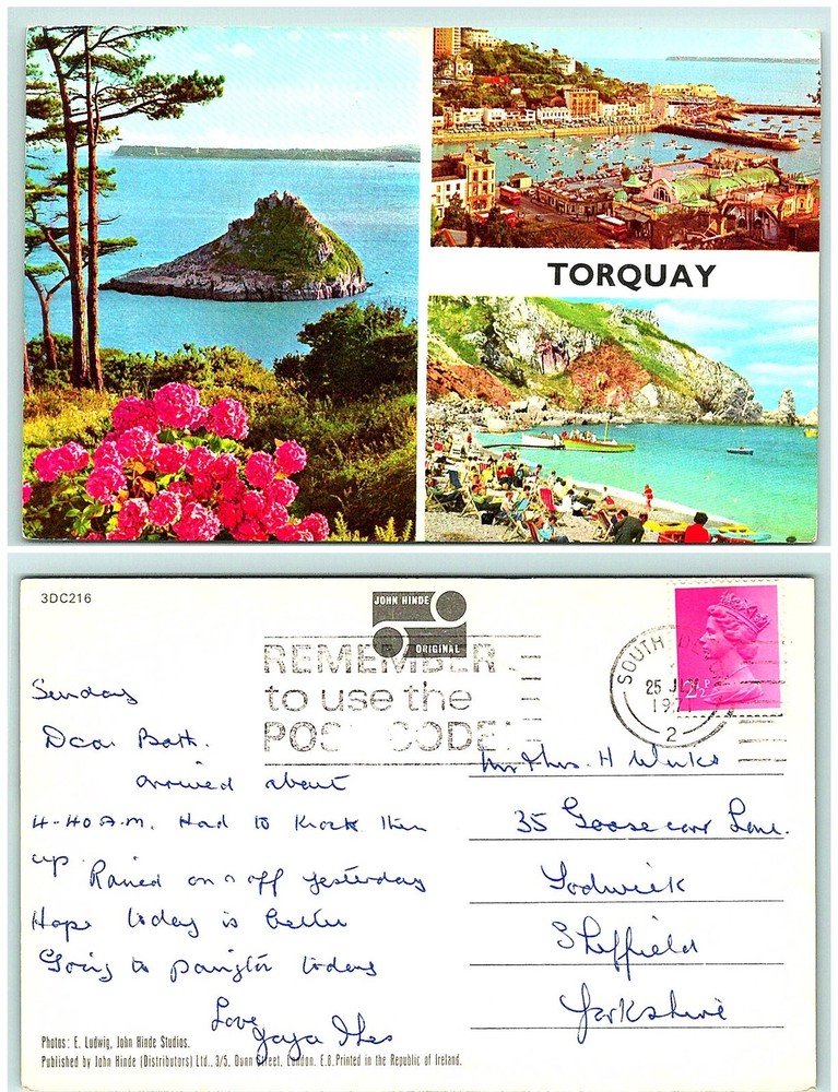 S03-6946, Multiple Views Torquay, Uk 1971 Postmarked, Postcard