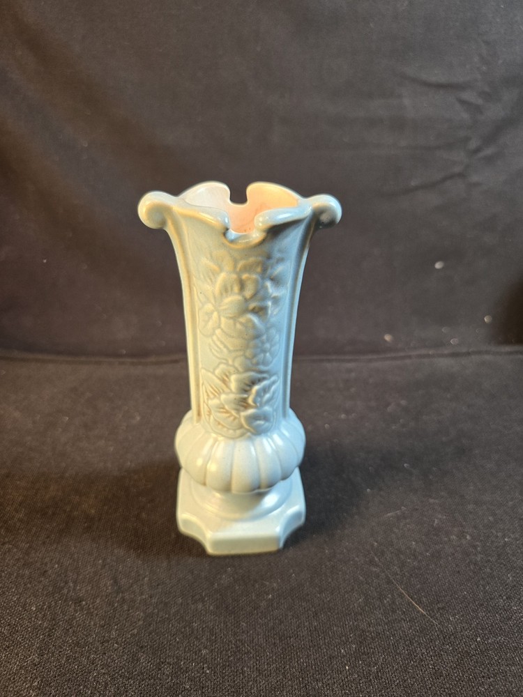 Blue Vase, Vintage Red Wing pottery Magnolia #1190