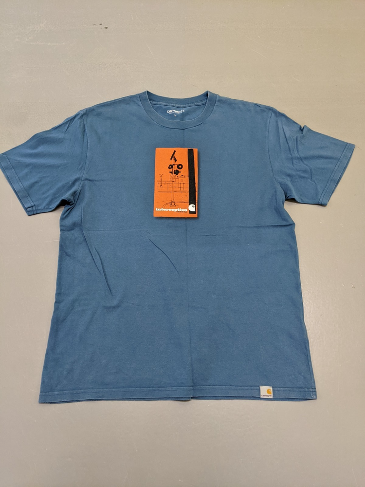 Carhartt WIP Blue Interception Graphic T shirt Large Streetwear Cotton