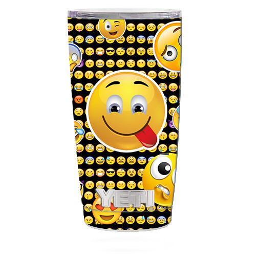 Skin Decal  (5-piece kit) for Yeti 20 oz Rambler Tumbler Cup / Silly Emojis
