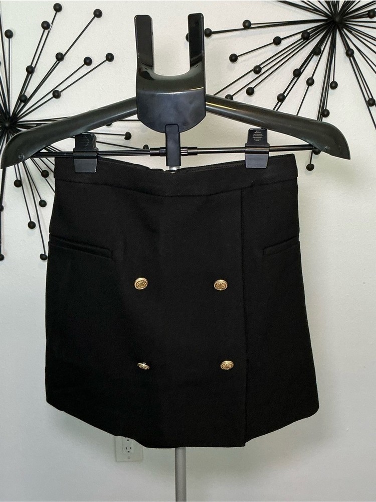H&M Black Gold Button Mini Skirt Size 4