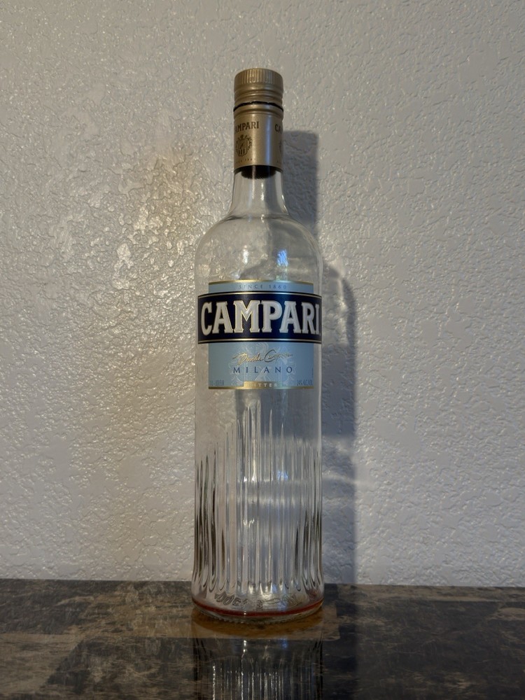 Campari Milano Collectible Empty Clear Liquor Bottle Glass Clear 1L