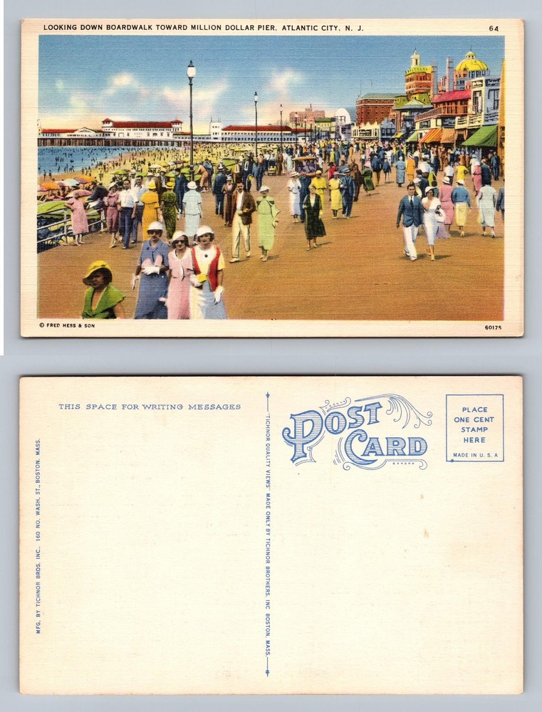 Atlantic City, NJ-New Jersey, Boardwalk Million Dollar Pier Old Vintage Postcard