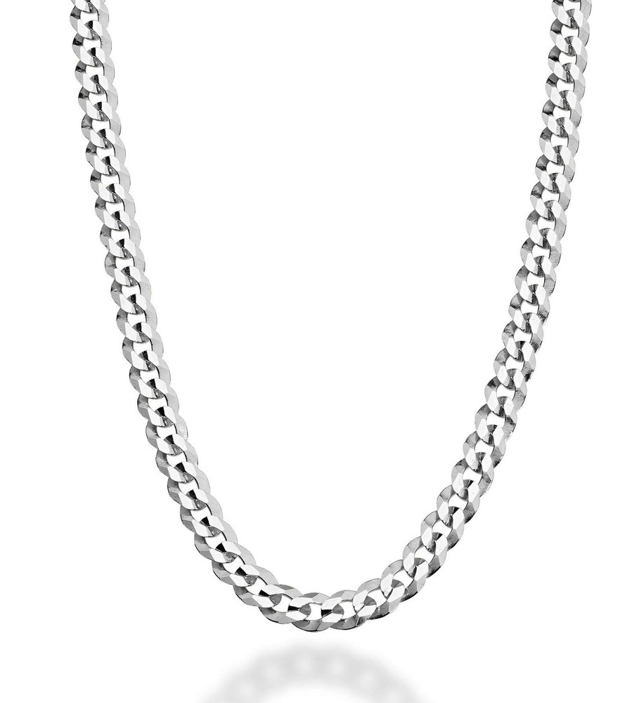 Miabella Solid 925 Sterling Silver Italian 5mm Diamond Cut Cuban Link Curb Ch...