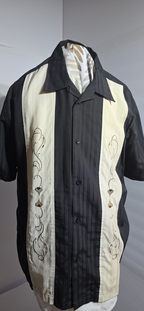 Vintage Cubavera Linen Blend Button Up Shirt Men XL Short Sleeve Charlie Sheen